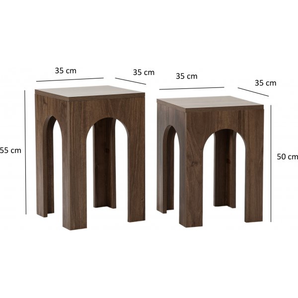 Collesium bijzettafelset 35/35 x 35/35 cm - Walnoot Collesium bijzettafelset 35/35 x 35/35 cm - Walnoot