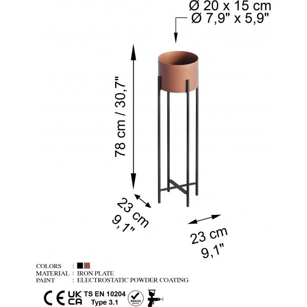 Plato 25 kruka - Svart/koppar Plato 25 kruka - Svart/koppar