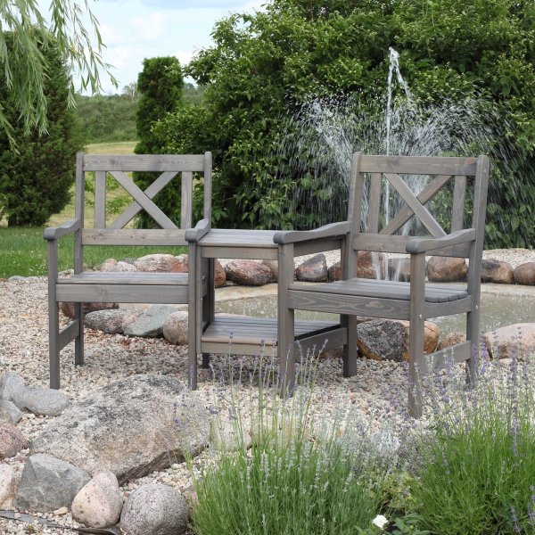 Europa tuinbank met tussentafel - Loveseat - Grijs