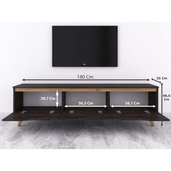 Duno TV-bnk - Svart/valnt