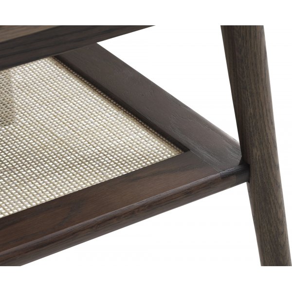 Table basse Yuma en chne fum avec tagre en rotin