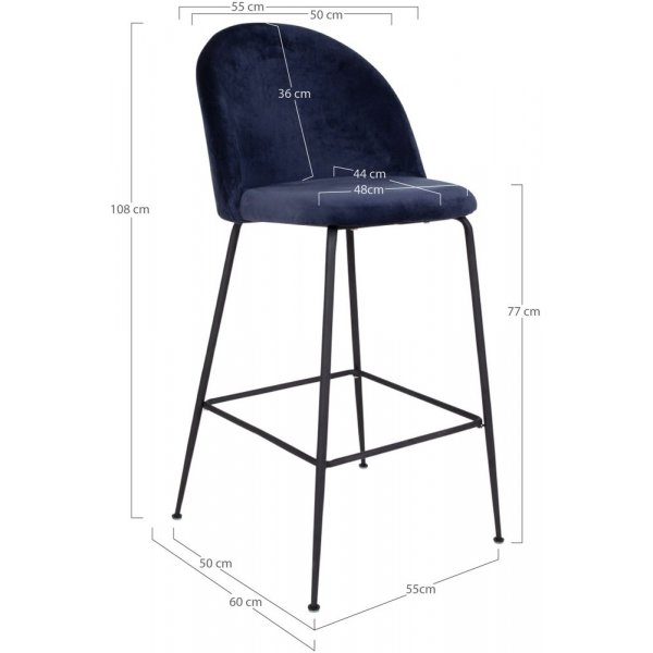 Lausanne Barstol - Bl/svart