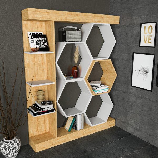 Sueno bokhylla - Vit/ek