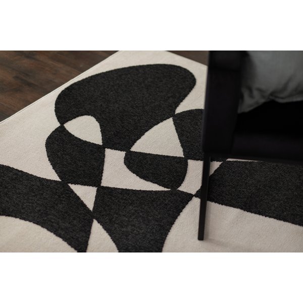 Tapis tiss plat Venus Abstract Blanc/Noir