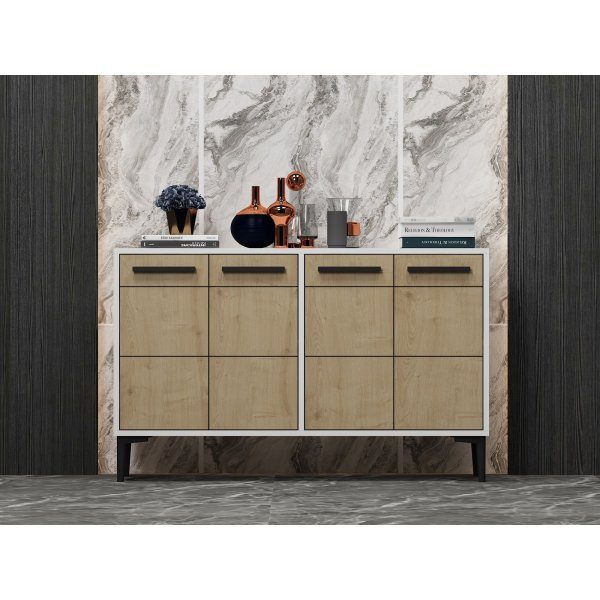 Stria dressoir - Eiken wit/saffier