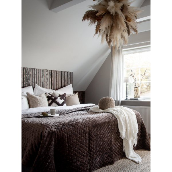 Cia verkast enkel 180 x 260 cm - Mrkbrun sammet