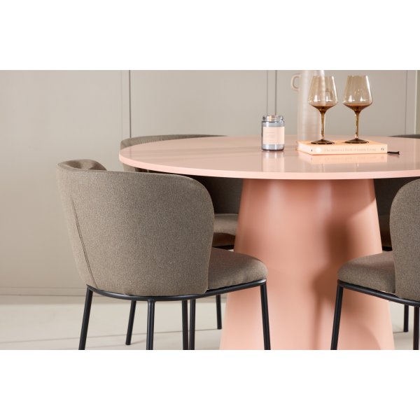 Matbord Lanzo med 4 st Edina stolar - Svart/brun/rosa Matbord Lanzo med 4 st Edina stolar - Svart/brun/rosa