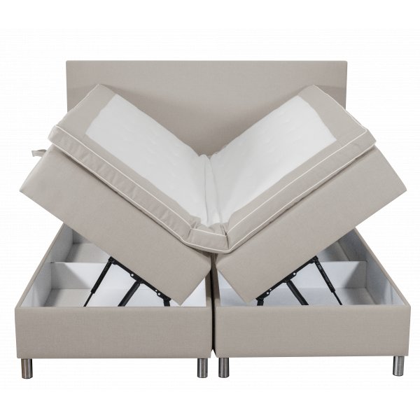 Bed met opbergruimte beige 160x200 cm
