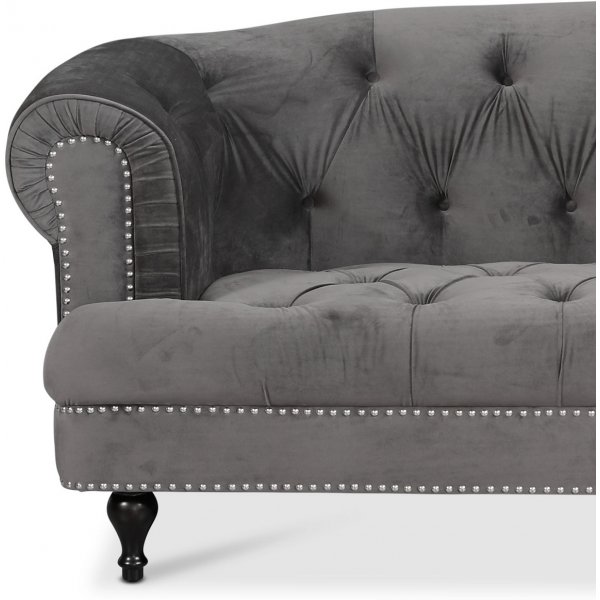 Chesterfield Oxford 3-sits soffa - Gr sammet