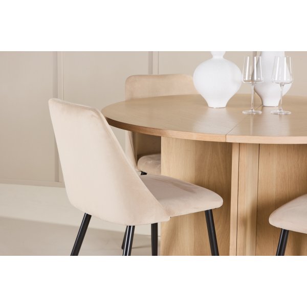 Matbord Strada med 4 st Night stolar - Beige/svart/whitewash