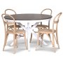 Skagen matgrupp; runt matbord 120 cm - Vit / brunbetsad ek med 4 st Danderyd No.16 stolar Whitewash