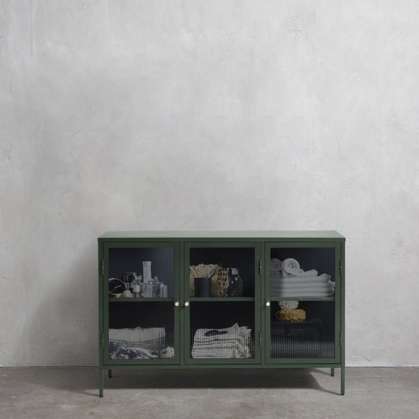 Buffet Dobb en mtal vert fonc avec portes vitres
