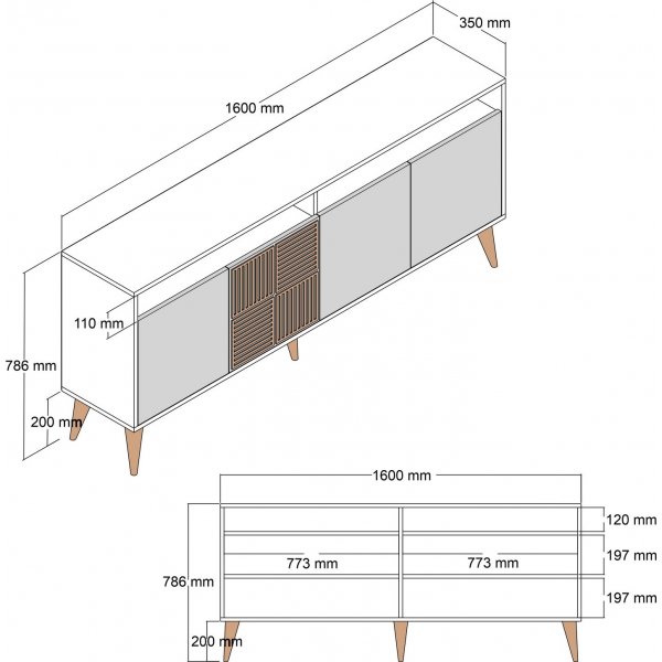 Buffet Milan 160 cm - Noyer/anthracite Buffet Milan 160 cm - Noyer/anthracite