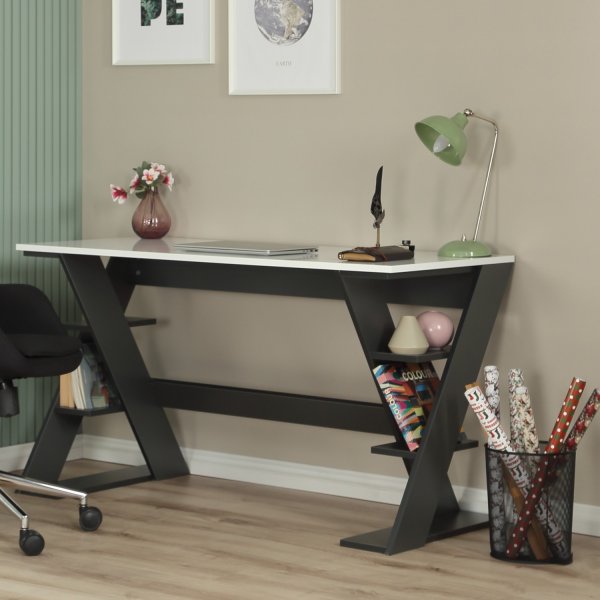 Lungo skrivbord 140 x 60 cm - Antracit/vit Lungo skrivbord 140 x 60 cm - Antracit/vit