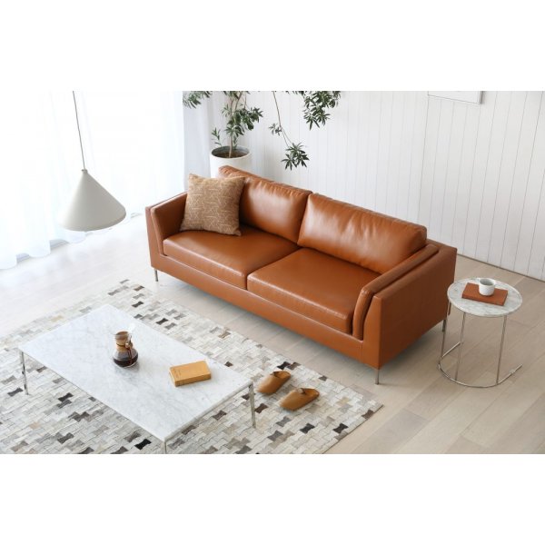 Soffa 3-sits brunt konstläder 200 cm Soffa 3-sits brunt konstläder 200 cm