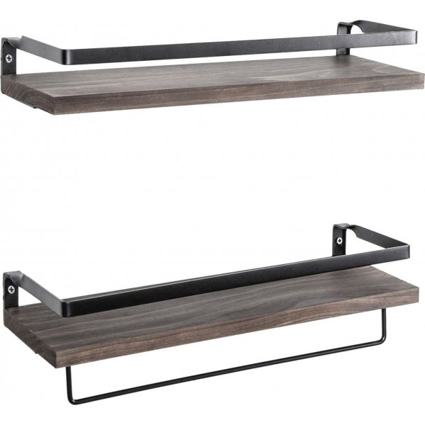 Walter wandplank 40 cm - Zwart/walnoot Walter wandplank 40 cm - Zwart/walnoot