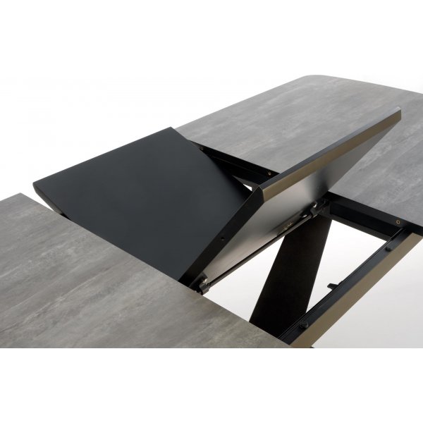 Table  manger Jaylynn 180-230 x 95 cm - Gris fonc/noir
