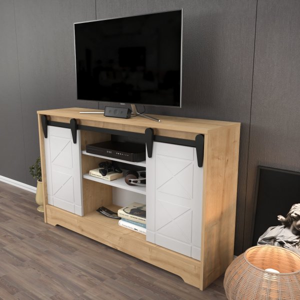 Nisay TV-bänk - Safir ek/vit Nisay TV-bänk - Safir ek/vit