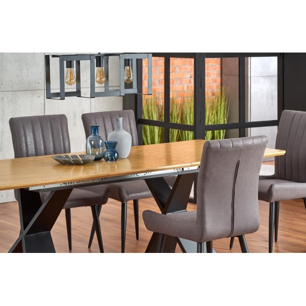 Table à manger extensible Bing 160-220 cm - Chêne/noir Table à manger extensible Bing 160-220 cm - Chêne/noir