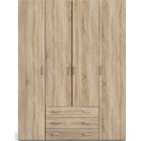 Armoire Space avec 4 portes et 3 tiroirs - Chêne Armoire Space avec 4 portes et 3 tiroirs - Chêne
