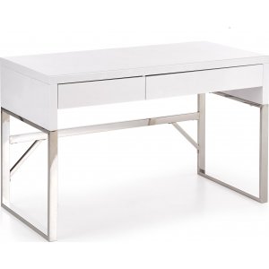 Bureau Caitlyn en blanc brillant 120x60 cm pieds chroms