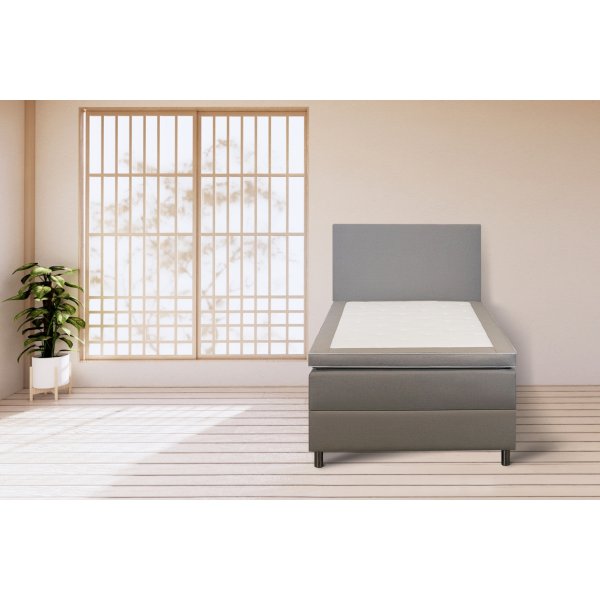 Accent boxbed s�ng med f�rvaring och s�nggavel - 120 x 200 cm - Beige