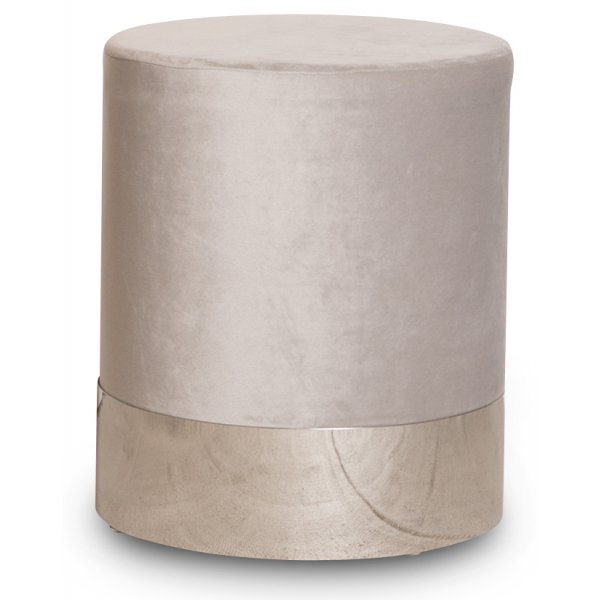 Rund sittpuff cylinderformad - Beige (Sammet) / Krom