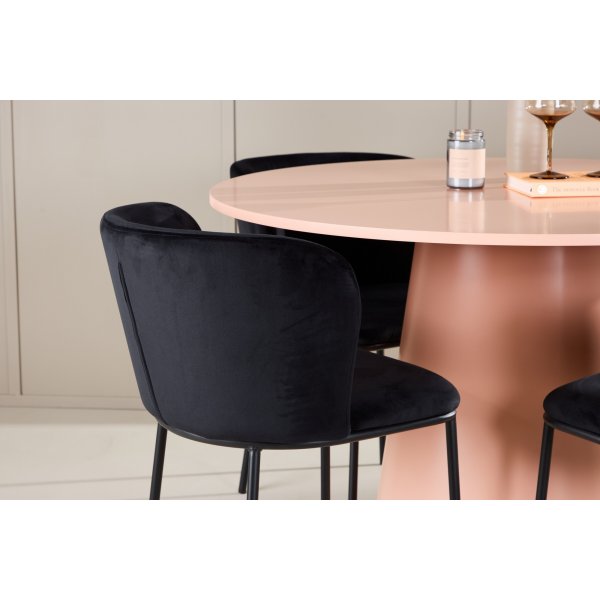 Matbord Lanzo med 4 st Edina stolar - Svart/rosa + 4.00 x Stolsdyna Matbord Lanzo med 4 st Edina stolar - Svart/rosa + 4.00 x Stolsdyna