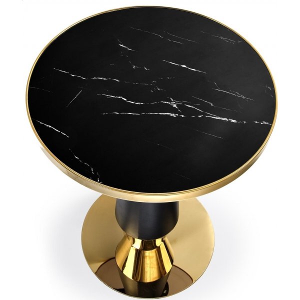 Molina eettafel 59 cm - Zwart marmer/zwart/goud
