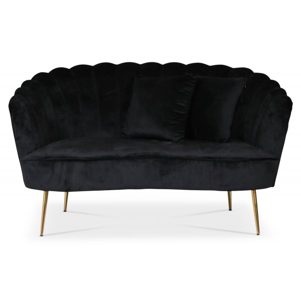 Kingsley 2-sits soffa - Svart sammet / Mssing