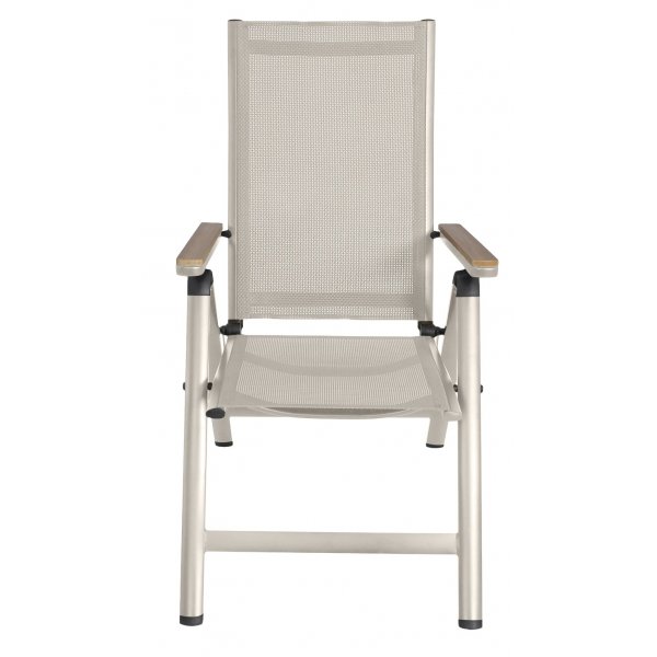 Positionsstol beige med armstöd i ek-aintwood + Textilskydd för utemöbler Positionsstol beige med armstöd i ek-aintwood + Textilskydd för utemöbler