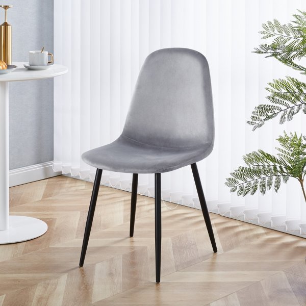 Stol ljusgrå sammet med svarta ben + Fläckborttagare för möbler Stol ljusgrå sammet med svarta ben + Fläckborttagare för möbler