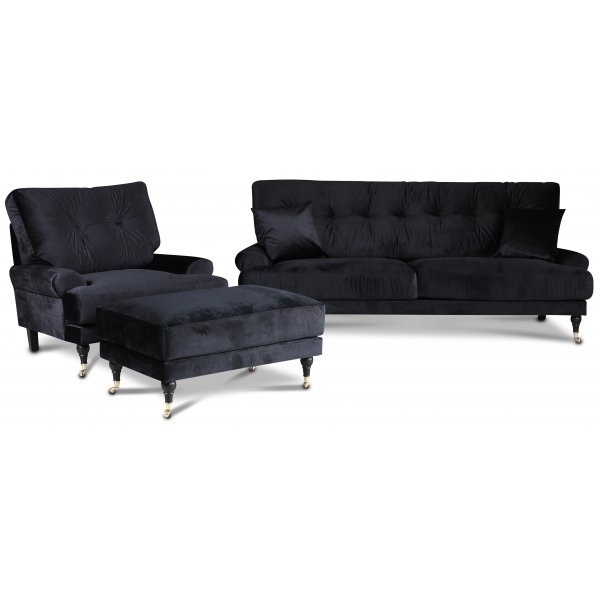 Adena Fotpall XL - Svart Sammet Adena Fotpall XL - Svart Sammet