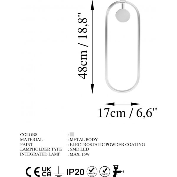 Tranceto wandlamp - Chroom