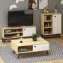 Athena soffbord 90 x 60 cm - Safir/ek/vit