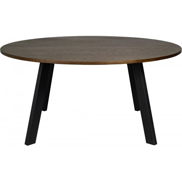 Freddy matgrupp i smoked oak; stort runt matbord med 4 st beige Stacey stolar