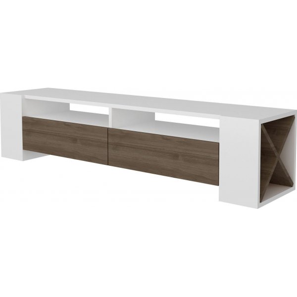 Banc multimédia Soduko - Blanc/noyer Banc multimédia Soduko - Blanc/noyer