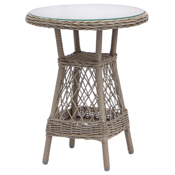 Utegrupp i konstrotting; 2 stolar med sidobord Utegrupp i konstrotting; 2 stolar med sidobord