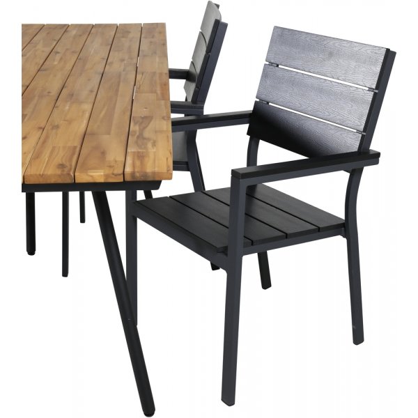 Chan utematgrupp med 4 st Levels stolar - Svart/Natur