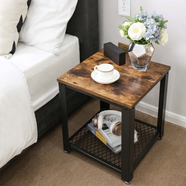 Freddie bijzettafel 45 x 45 cm - Bruin/zwart