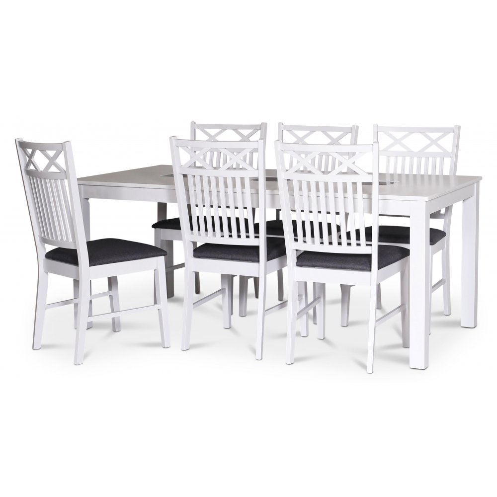 Nordansjö matgrupp; matbord 180x90 cm med 6 st Tegelstrand Gripsholm