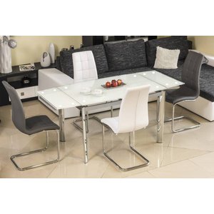 Table  manger extensible Kennedi 120-180 cm - Chrome/blanc