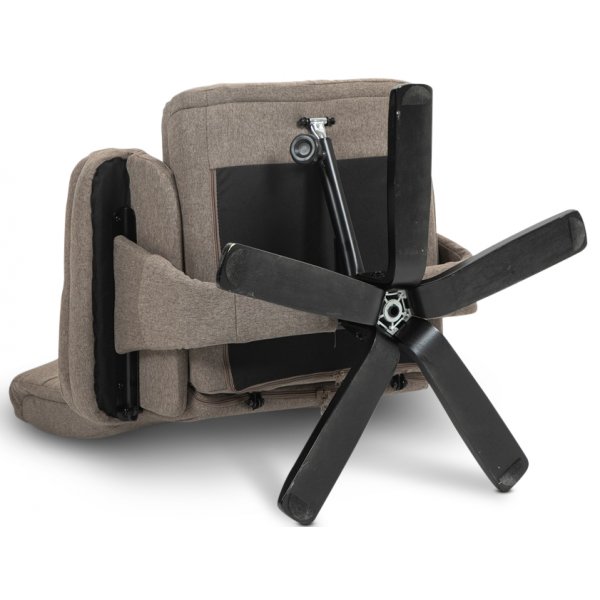 Oslo reclinerfåtölj med pall i mörkbeige tyg Oslo reclinerfåtölj med pall i mörkbeige tyg