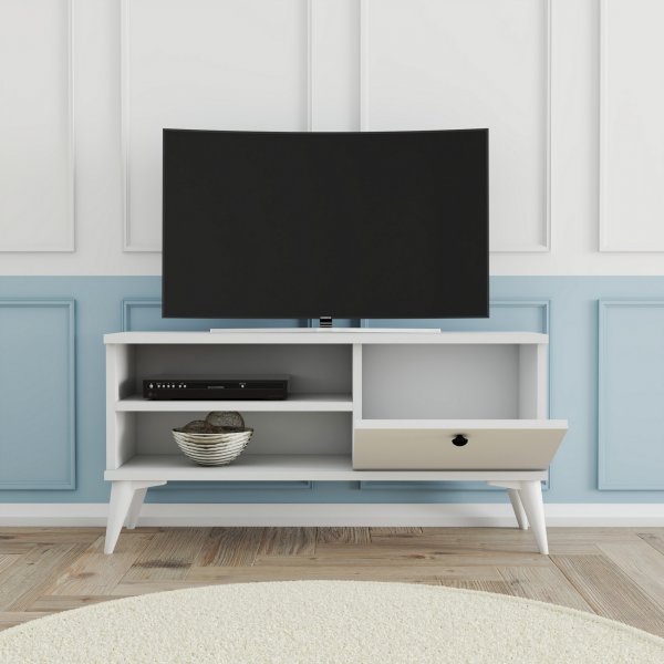 Retro TV-b�nk 90 cm - Vit