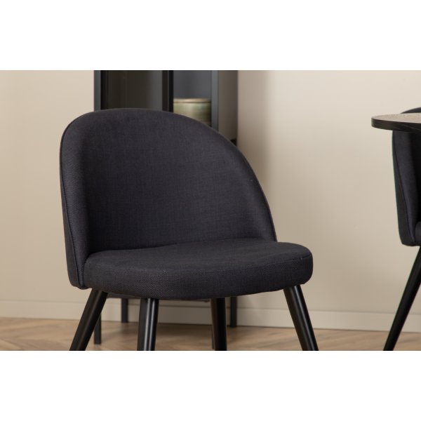 Bianca Matgrupp runt svart matbord med 4 st Velvet svart stolar Bianca Matgrupp runt svart matbord med 4 st Velvet svart stolar