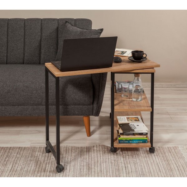 Melin sidobord 70 x 76 cm - Furu/svart