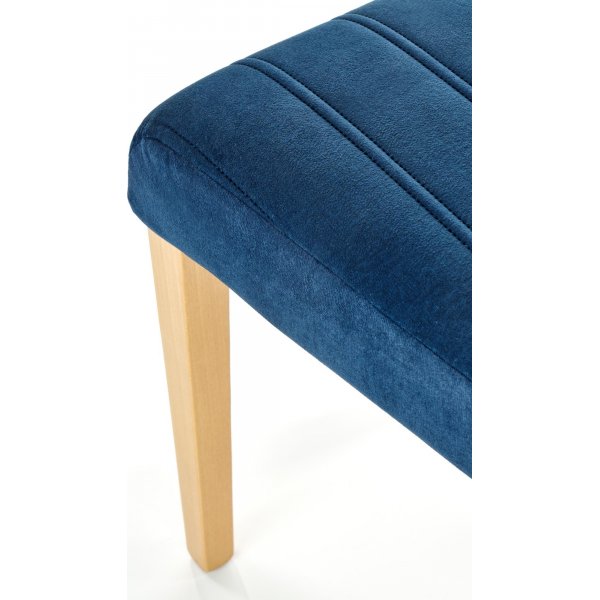 Chaise Heather - Velours bleu et bois