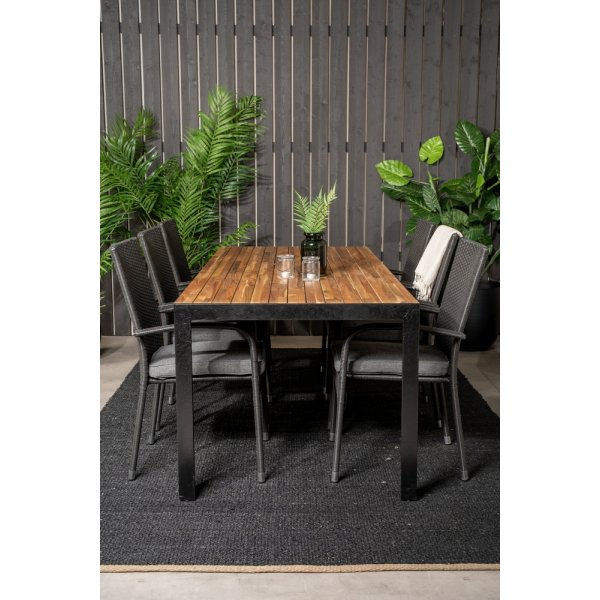 Bois utematgrupp med 6 st Anna stolar - Svart/Natur