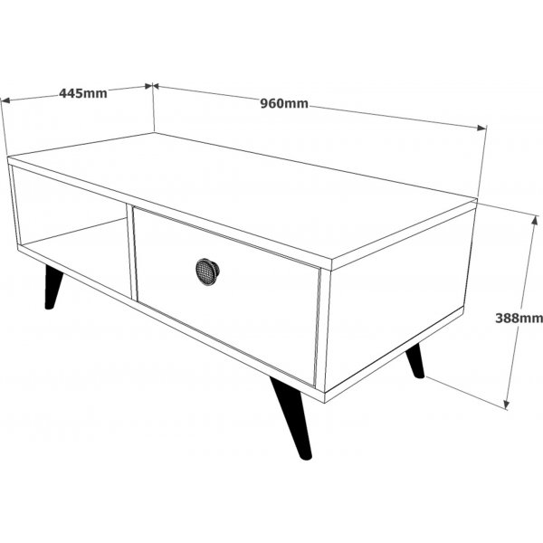 Vilamo soffbord 96 x 44,5 cm - Furu/antracit