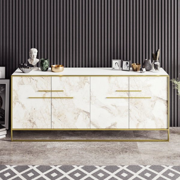 Polka dressoir - Goud/wit